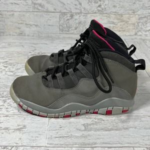 Nike‎ Jordan 10 Retro Shoes Boys Size 2Y Smoke Gray Rush Pink 487212-006